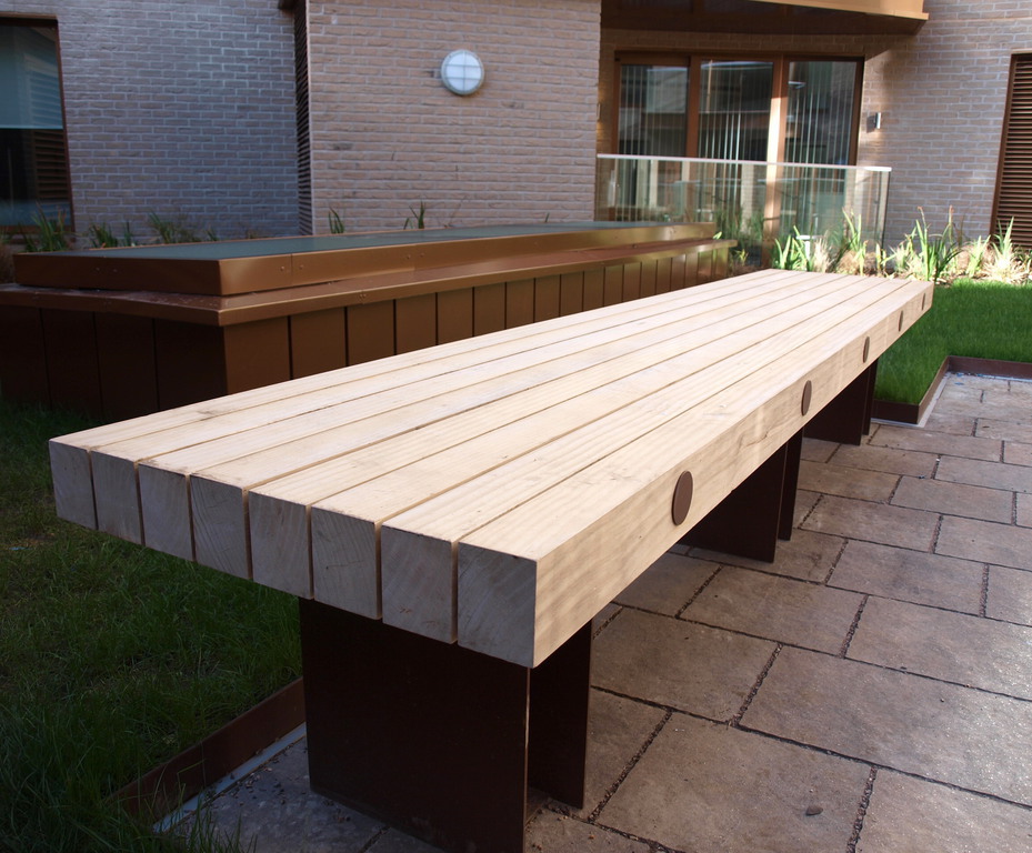 Exeter benches for rooftop garden in central London | Benchmark Design | ESI External Works