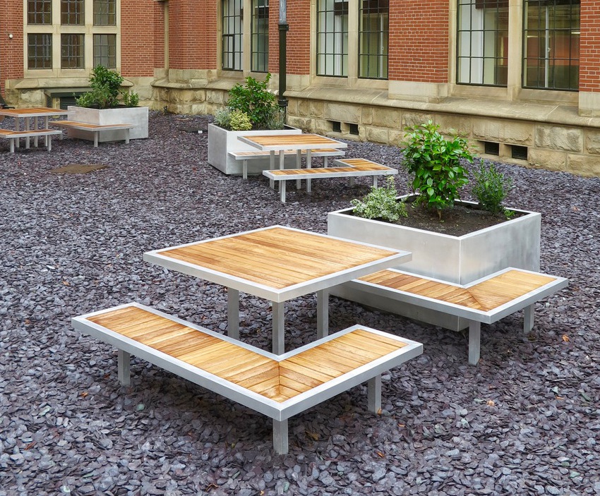 Outdoor furniture for University's rooftop courtyard Benchmark Design