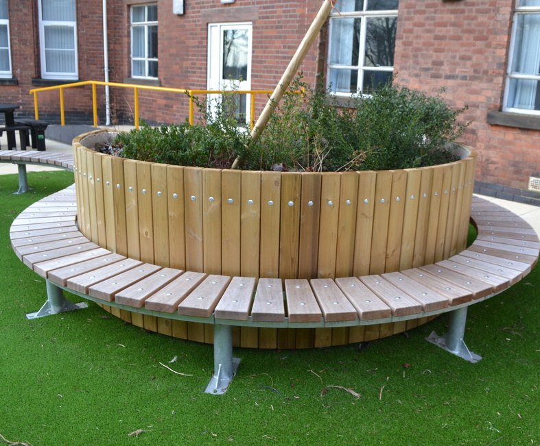 Swithland circular planter with integral bench Street Design ESI External Works