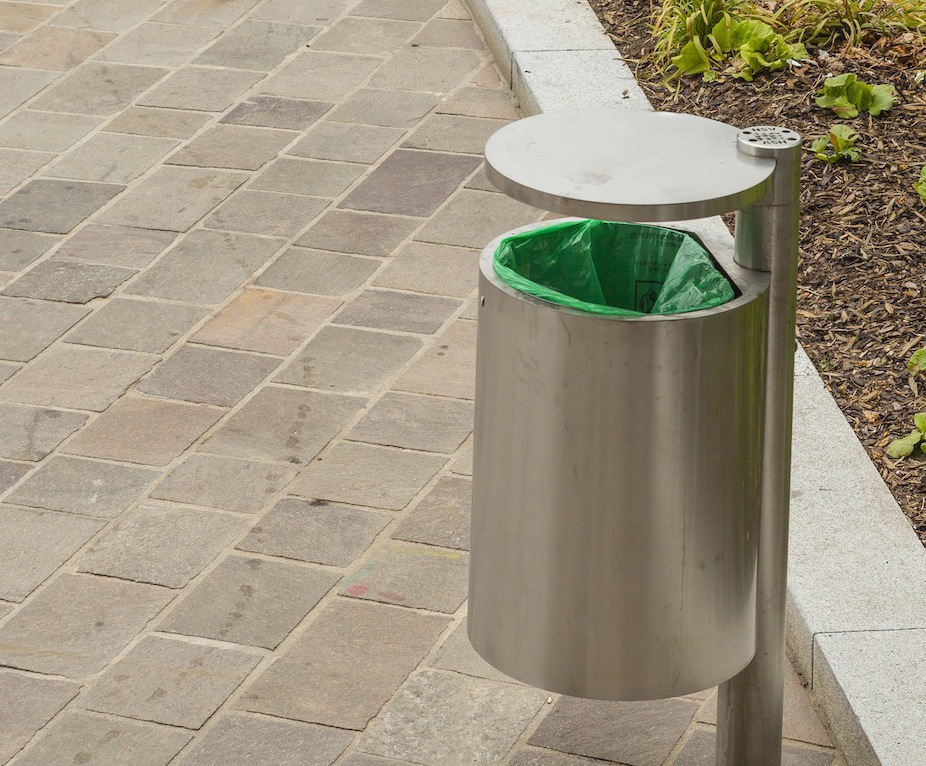 Bradford PostMounted Stainless Steel Litter Bin Bailey Streetscene