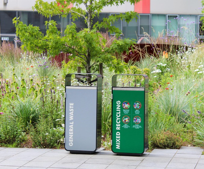 Litter and recycling bins for University of Sheffield Bailey