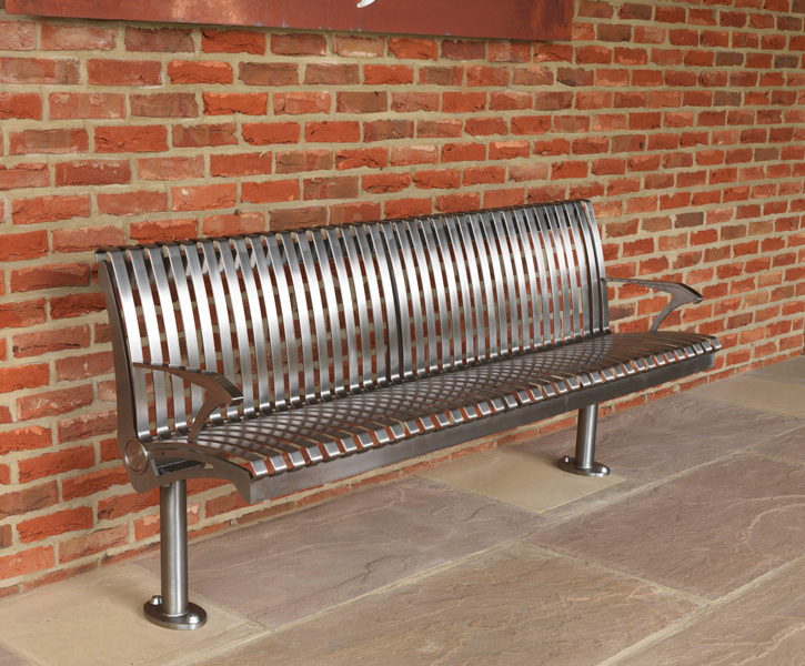 Magellan Stainless Steel Seat Goose Foot Street Furniture Esi Magellan Stainless Steel Seat With Lalique Style Arms
