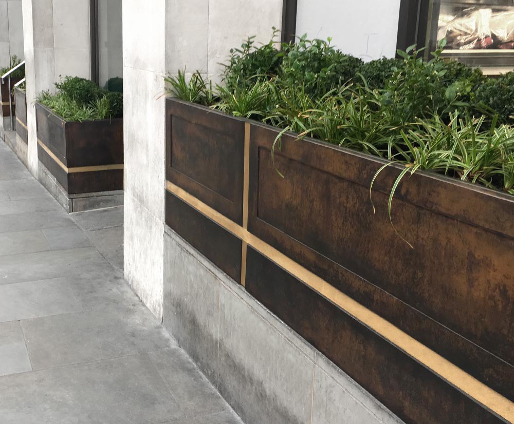 Bespoke Patinated Bronze Planters St James S Place Outdoor