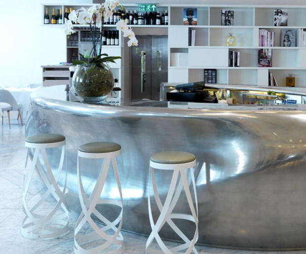 Bespoke pewter bar counter Benchmark ESI Interior Design