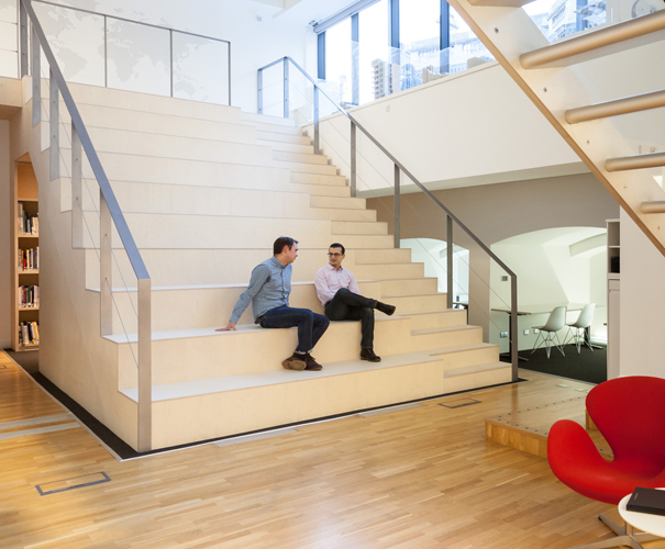 Office bleacher style seating Benchmark ESI Interior Design