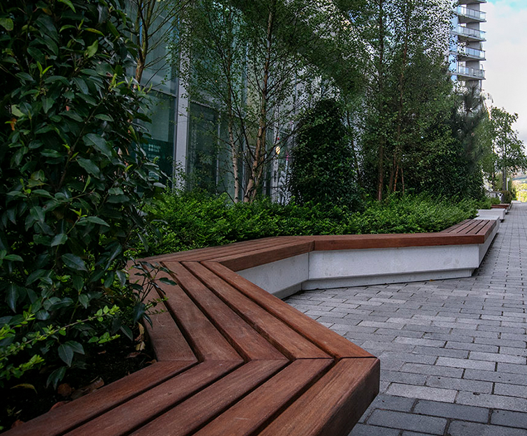 Bespoke polished concrete benching for commercial space Cassidy