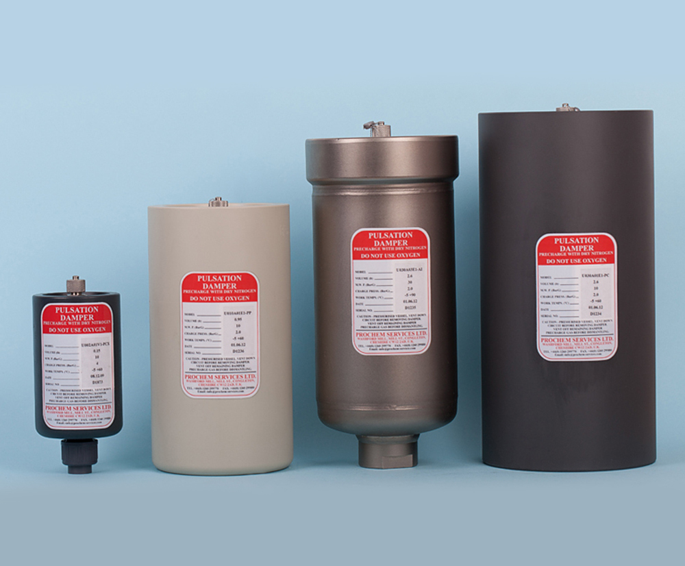 Pulsation dampers for dosing pumps Prochem Services ESI Enviropro