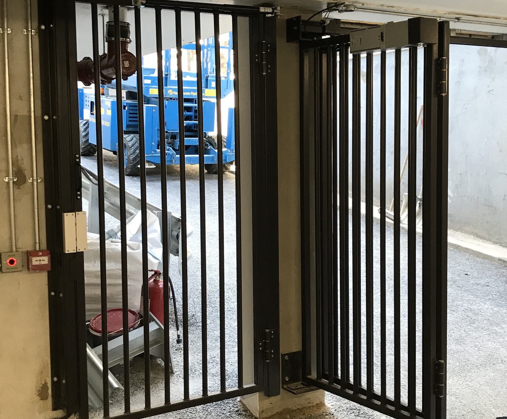 Bifolding security entrance gates Bolton Gate Company ESI External