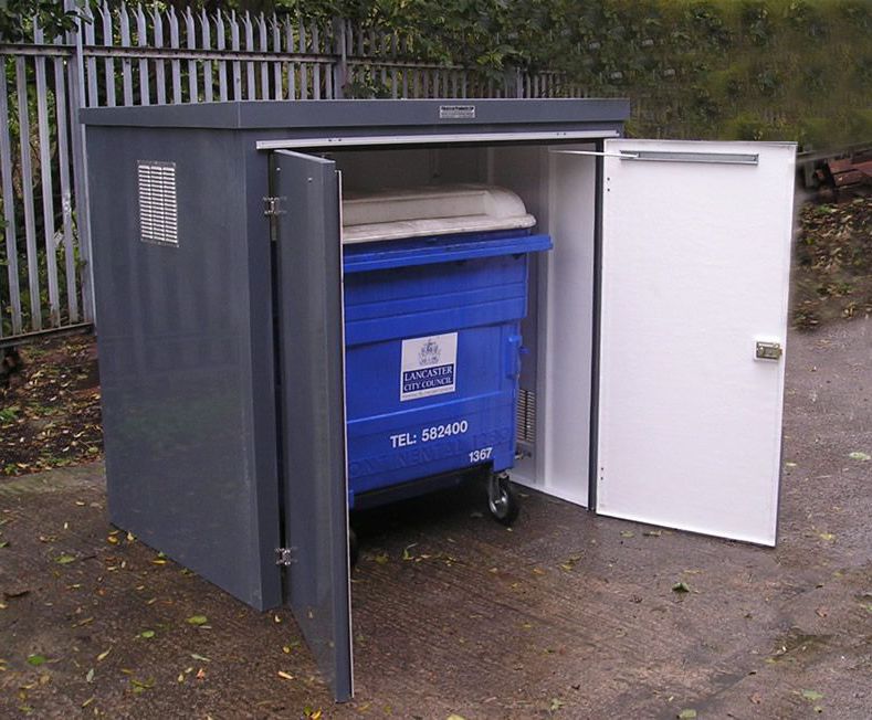 Glassfibre trade waste bin enclosures Fibaform Products ESI