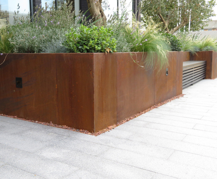 Bespoke Corten Steel Planters Everedge Esi External Works