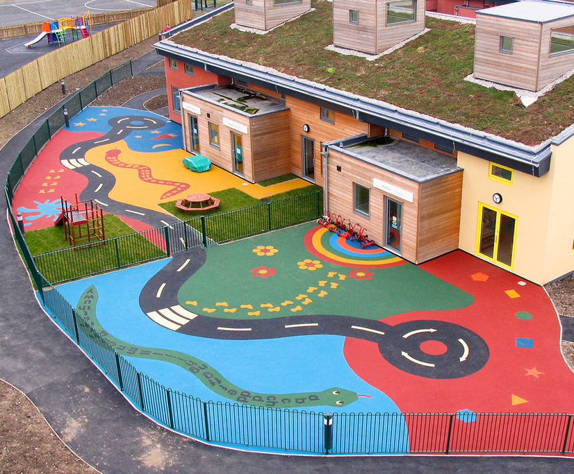 Wet pour rubber crumb playground safety surfacing DCM Surfaces ESI