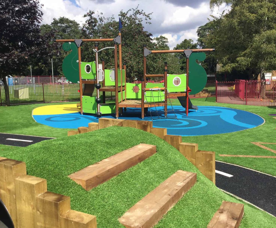 Wet Pour And Rubber Mulch Surfacing For Primary School 