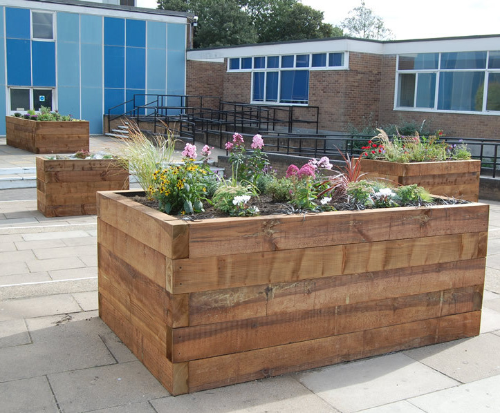 Softwood sleeper planters Branson Leisure ESI External Works