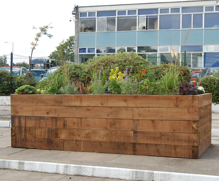 Softwood sleeper planters Branson Leisure ESI External Works