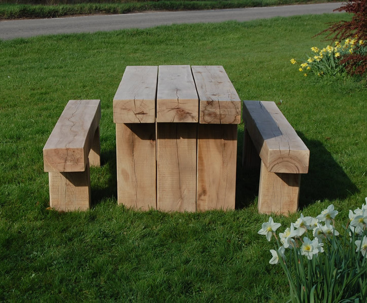 Cranham Green Oak Picnic Table And Bench Suite Branson Leisure
