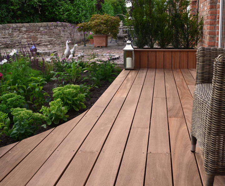Yellow Balau hardwood decking for lakeside garden Silva Timber ESI