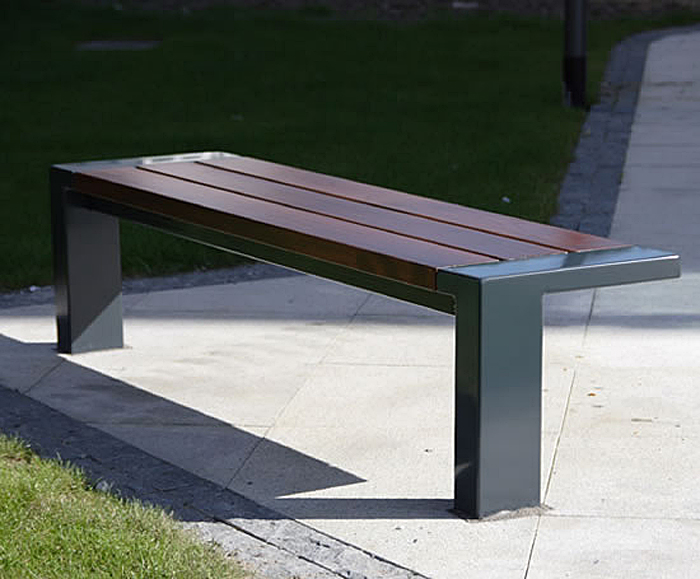 s64 mild/stainless steel and timber bench | Omos | ESI External Works