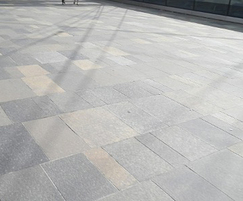Natural stone paving with silver grey banding