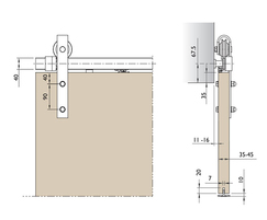 Sliding barn door hardware kit - dimensions