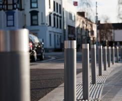 s26 stainless steel bollard, radially polished cap