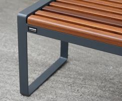 Omos s22 galvanised steel bench with iroko seat