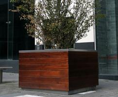 s39 galvanised steel and timber tree planter