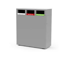 Omos s45 steel & aluminium recycling bin, 3 compartment