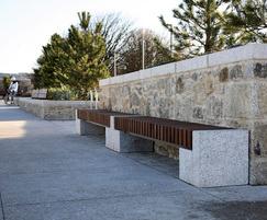Stone and iroko seating, People's Park, Dún Laoghaire
