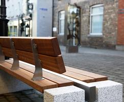 External stone and timber seat, Newbridge