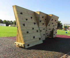 Large wooden bouldering wall for aged 7+ years