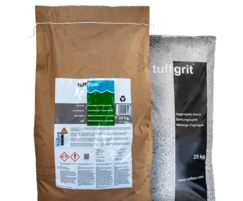 tuffflow is mixed with tuffgrit and water