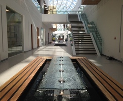 Interior glass water feature