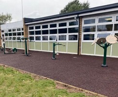 Outdoor fitness equipment at the Hive College