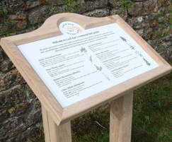 Information sign in timber lectern on 2 posts