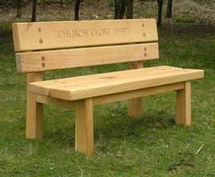 Green oak memorial bench