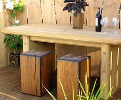 Green oak outdoor wooden table