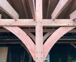 Timber-framed green roof shelter made from Douglas Fir