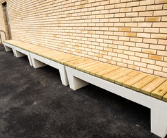 Timber-topped concrete benches for school