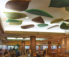 Decorative leaf-shaped acoustic panels for cafe