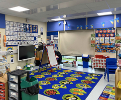 Acoustic wall panels absorb noise in primary classroom
