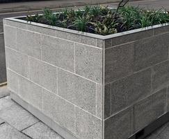 View showing the granite clad planter