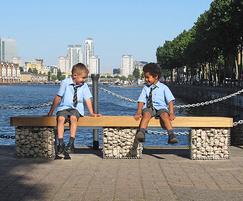 Elements® bench with gabion baskets
