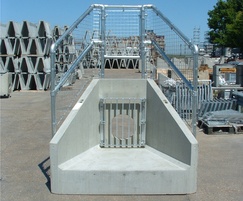Standard precast concrete headwall with handrail