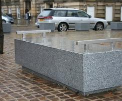 ASF Cubist Granite Bench in the rain