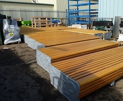 Built-up seats in yard ready for dispatch