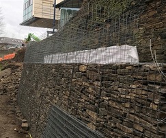 100m3 of gabion baskets support the existing stone wall