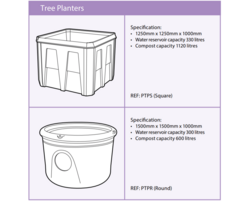 100% recycled plastic tree planters - specifications