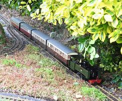 G-Scale model train travelling through sedum landscape