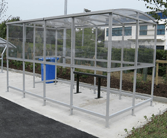 Smoking shelter with perch seating