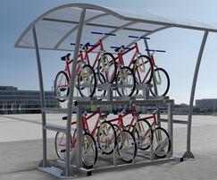 VELOPA Double Stack bike rack in cycle shelter